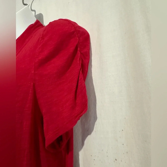 New direction red lightwei open cardi, L - Picture 2 of 4